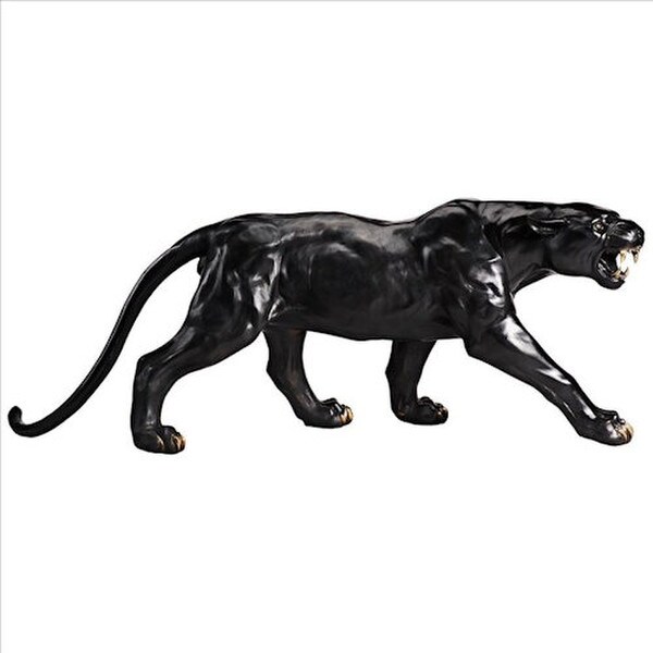 Life sized Wild Cat Panther Macots Sculptures Black Jaguar Bronze Statues